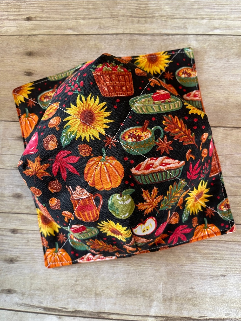 Microwave Bowl Cozy Fabric Bowl Fall/Autumn Sunflowers/Baking